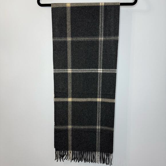 Jos A Bank Cashmere Grey Checked Scarf Classic Luxury Men's - Picture 7 of 9